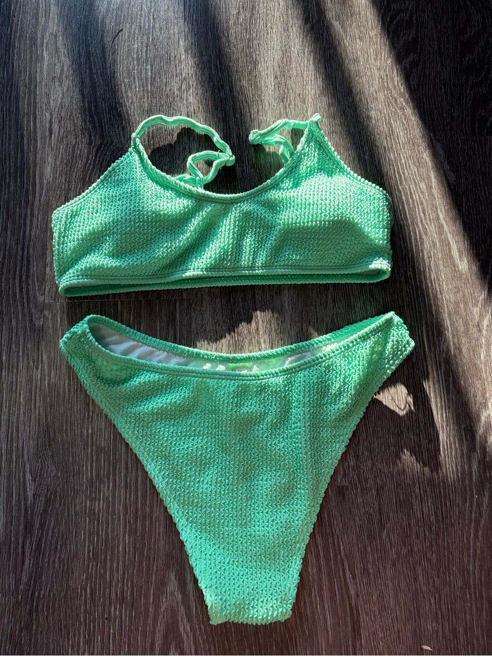 SHEIN Textured Mint Green Bikini Set